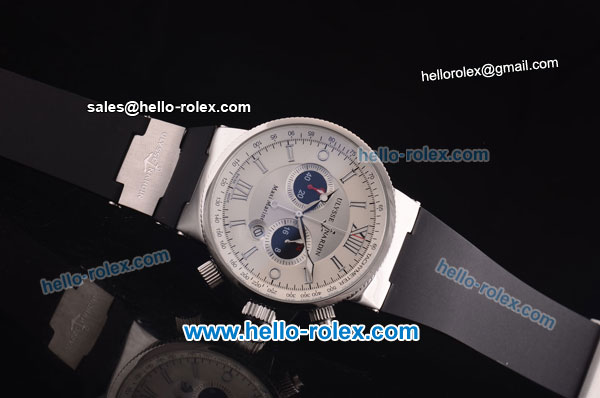 Ulysse Nardin Maxi Marine Chronograph Miyota Quartz Movement Steel Case with White/Silver Dial - Click Image to Close